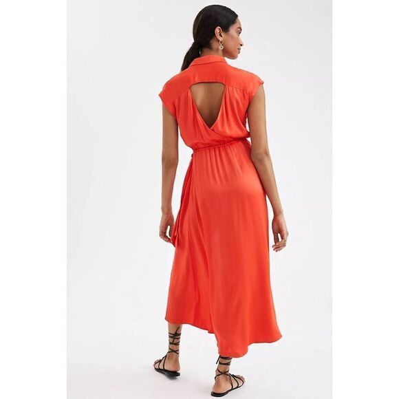 Anthropologie- Maeve Open-Back Wrap Midi Dress - Picture 1 of 8
